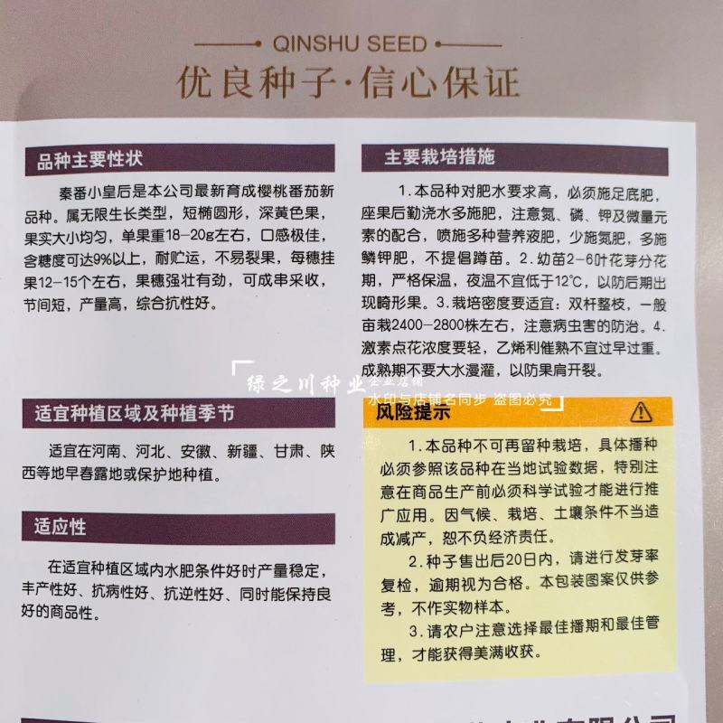 苗场专用小番茄种子秦番小皇后樱桃番茄种子糖度高水果番茄种