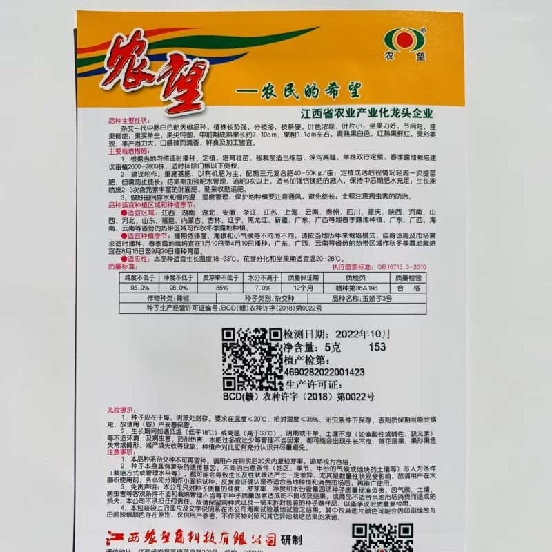杂交一代中熟白色朝天椒种子果实单生产量高鲜食及加工都可以