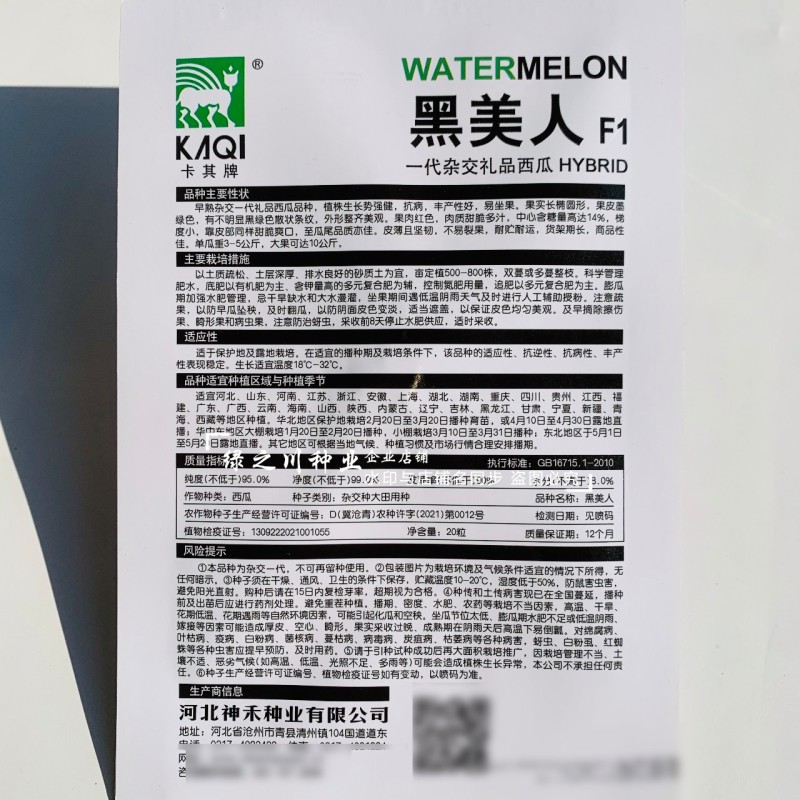 黑美人西瓜种子超甜礼品型西瓜种籽高糖14度水果种子早熟