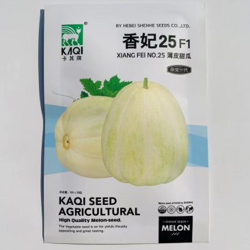 中早熟杂交一代薄皮甜瓜种子果皮黄白色有绿纹果肉淡黄糖度高