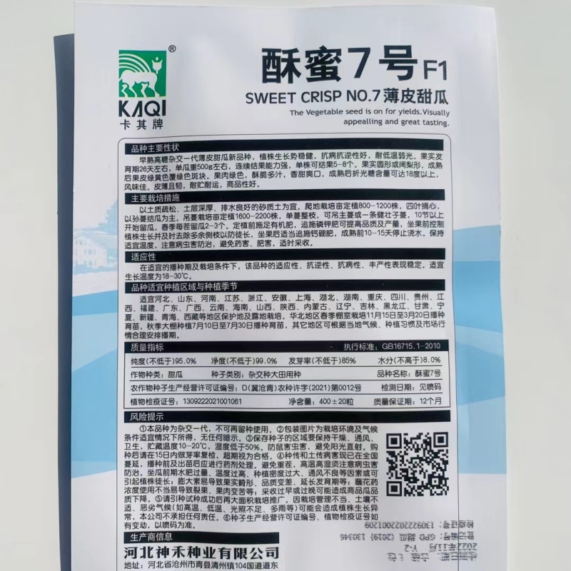 早熟高糖杂交一代薄皮甜瓜种子果皮绿黄色覆绿色斑块果肉绿色