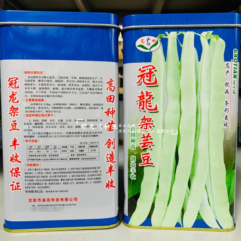 高田架豆种冠龙架芸豆种子早熟白绿条架豆种籽圆扁形扁豆种籽