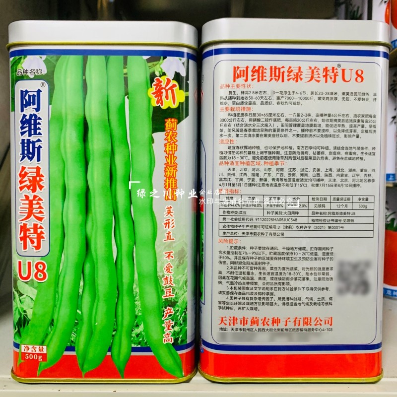 绿美特U8架豆种子春秋菜豆绿色无筋豆种子肉厚不爱鼓豆四季