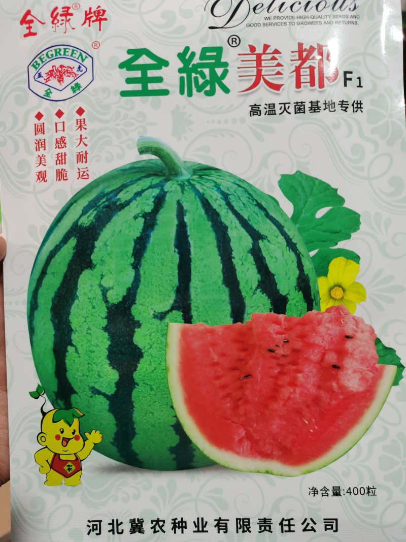 【有好货】全绿美都景丰西瓜种子果肉鲜红甜爽多汁早熟丰产