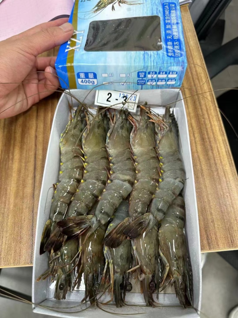 精品速冻黑虎虾，山东基地发货，肉质厚实有弹性，味道鲜美