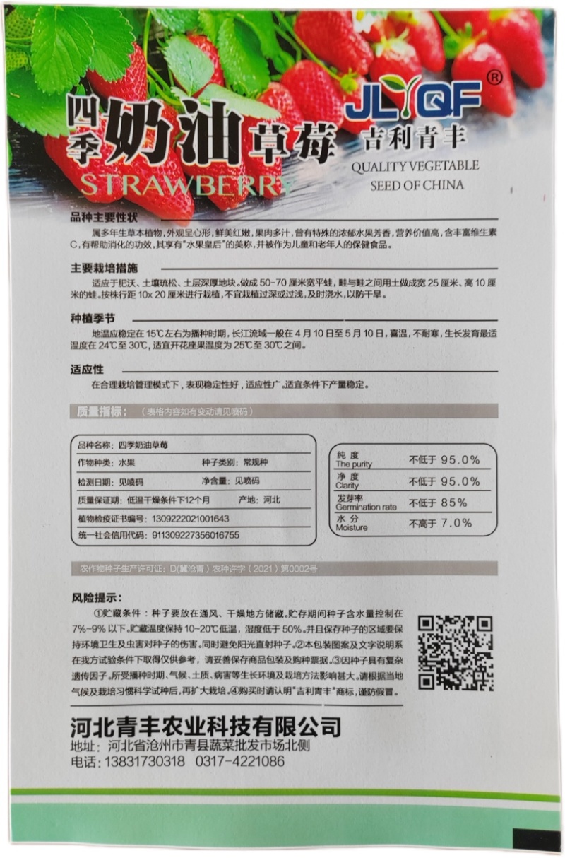 四季奶油草莓种子鲜美红嫩果肉多汁红草莓种子白色奶油草莓籽