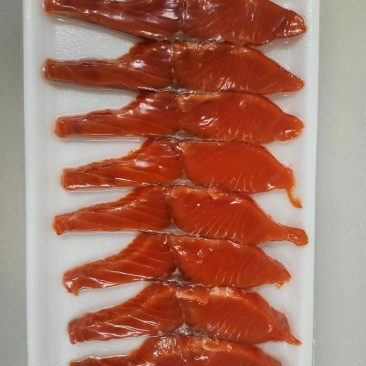 想卖三文鱼鱼饼、狗鲑鱼松、红鲑、粉鲑烟熏片