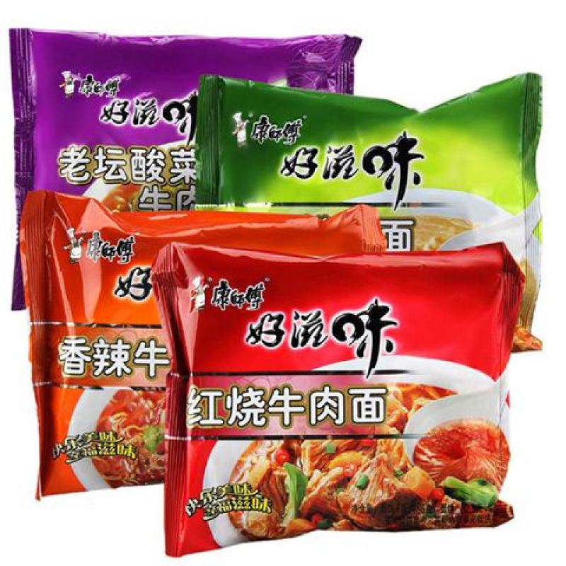 康师傅方便面整箱批发泡面袋装6/24好滋味香辣红烧牛肉速