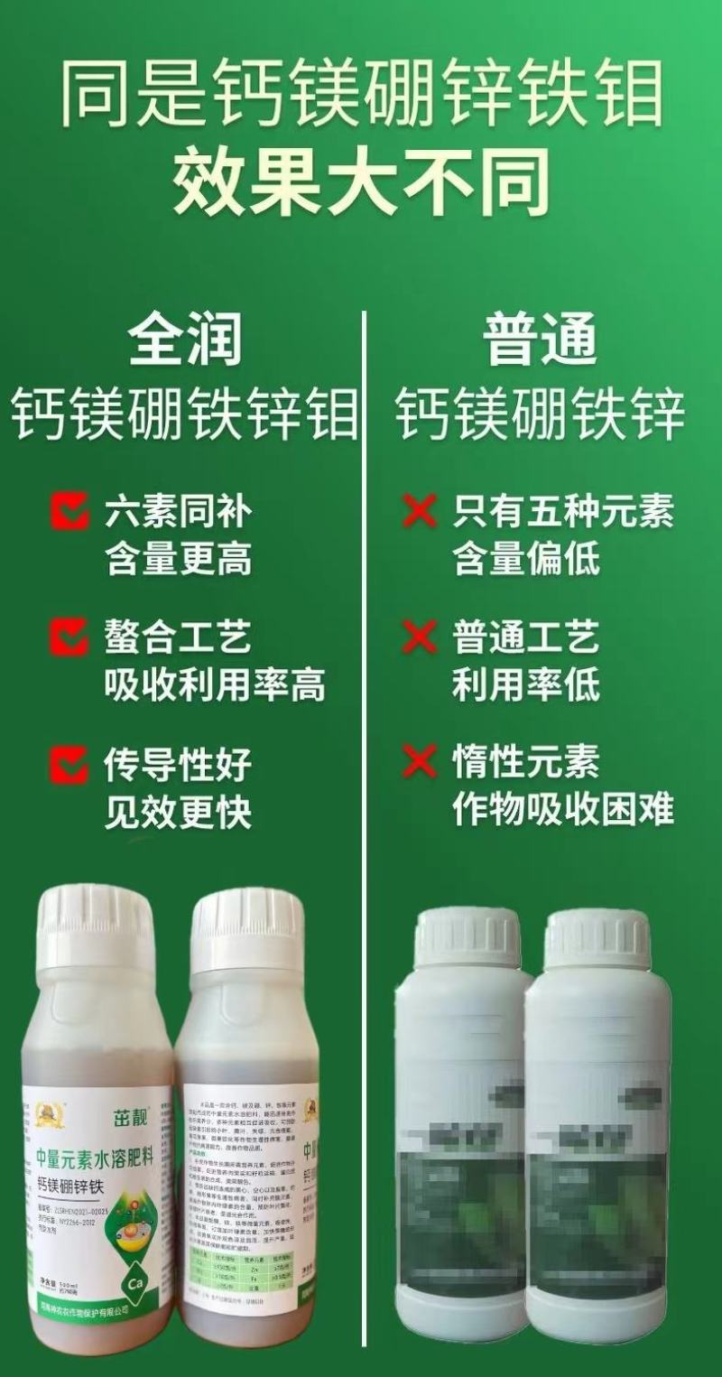 钙镁硼锌铁钼叶面肥中元素同补大果果树蔬菜通用防裂防缺素肥