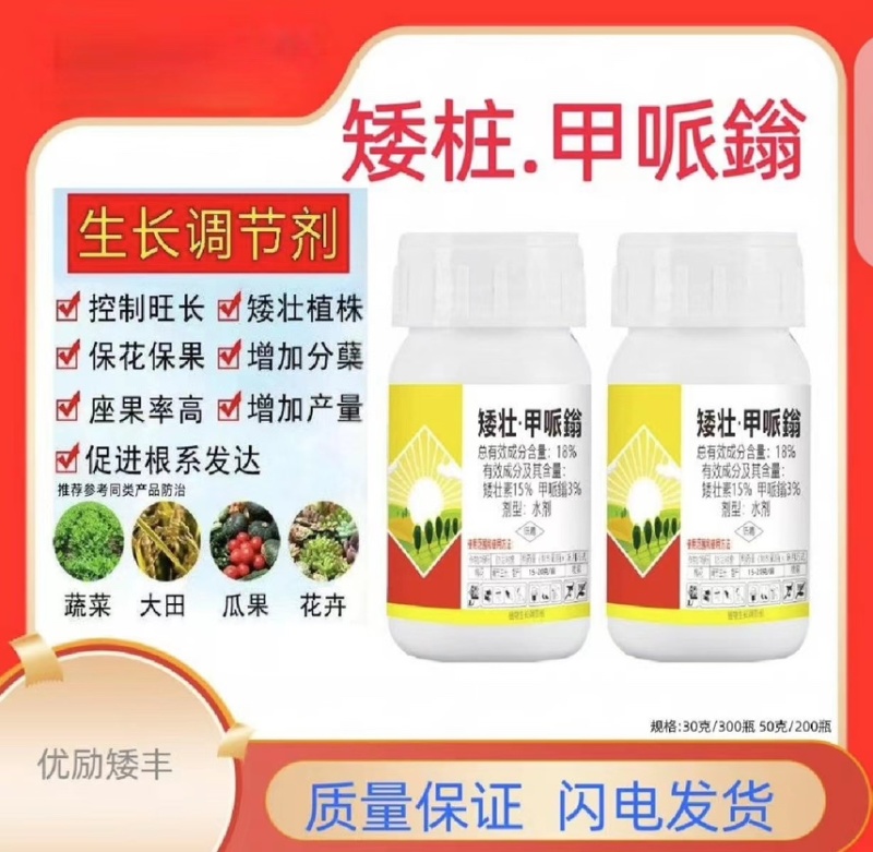 矮壮甲派嗡控旺矮化植物瓜果蔬菜通用叶面肥矮壮素控制旺长喷