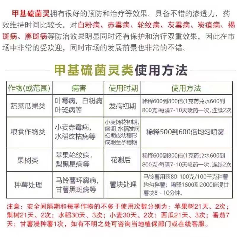 蓝丰杀灭尔70%甲基硫菌灵叶霉病黑斑白粉稻瘟病黑星病赤霉