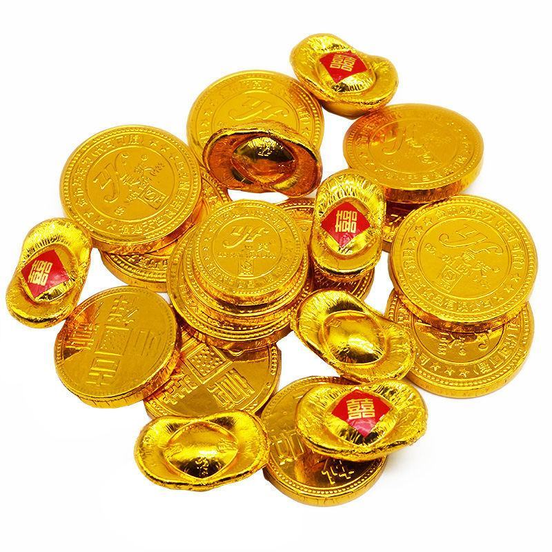 金币巧克力金条元宝花生零食节日礼物年货婚庆蛋糕装饰喜糖果