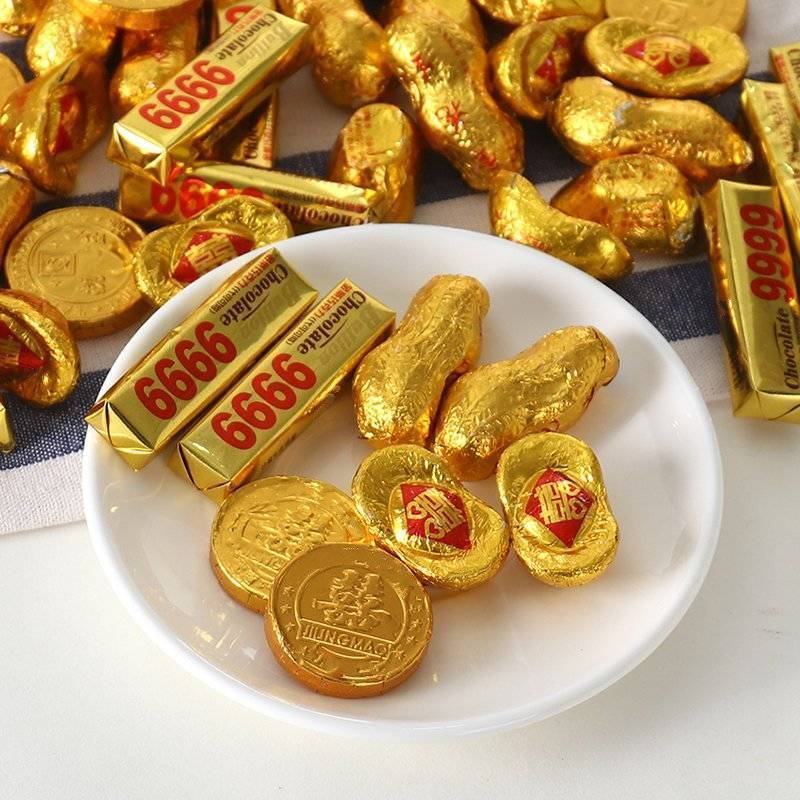 金币巧克力金条元宝花生零食节日礼物年货婚庆蛋糕装饰喜糖果