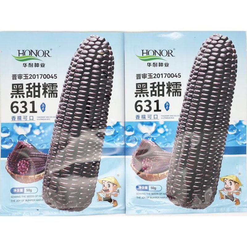 华耐黑甜糯631玉米种子大棒绿皮甜加糯黑紫甜糯玉米种原装