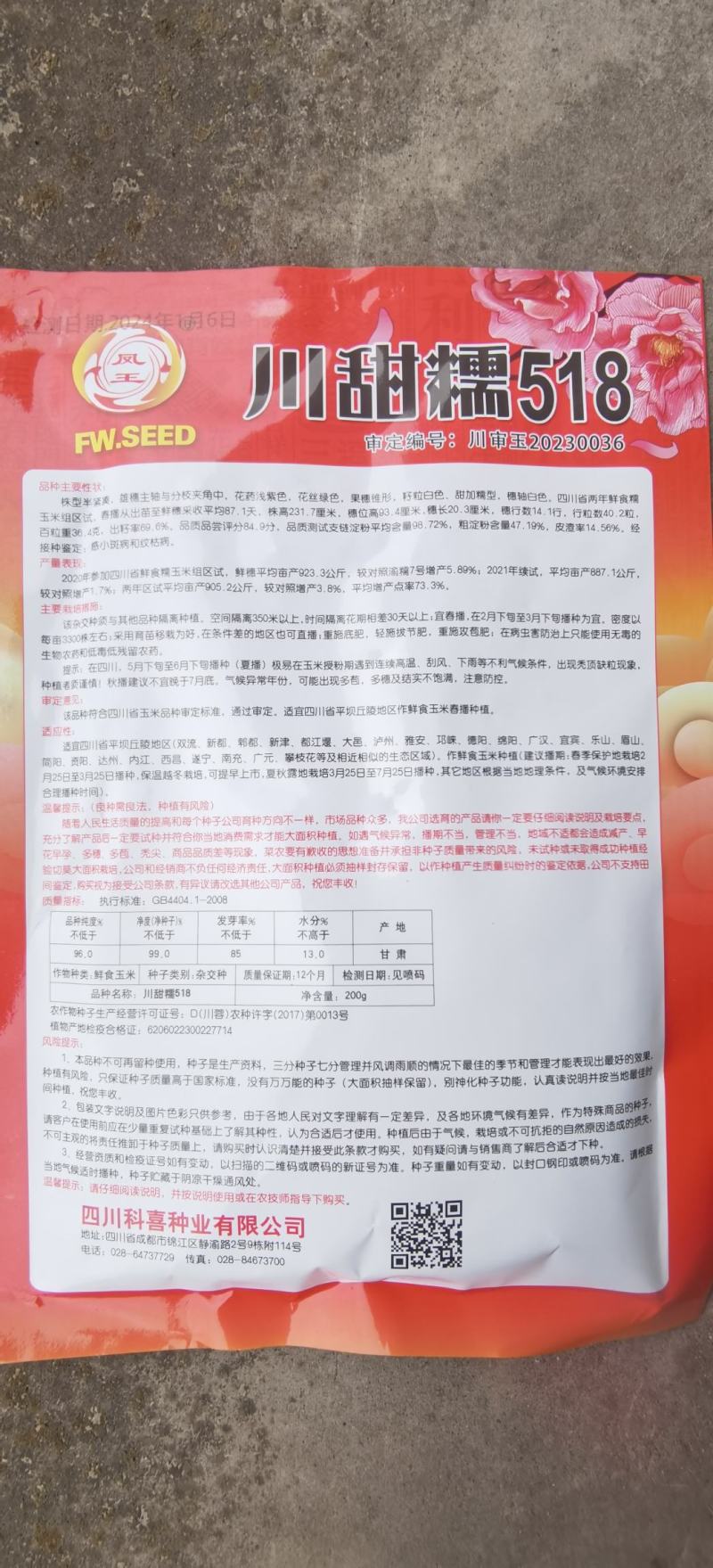 玉米种子川甜糯518大棒白甜糯鲜食玉米口感好香甜糯