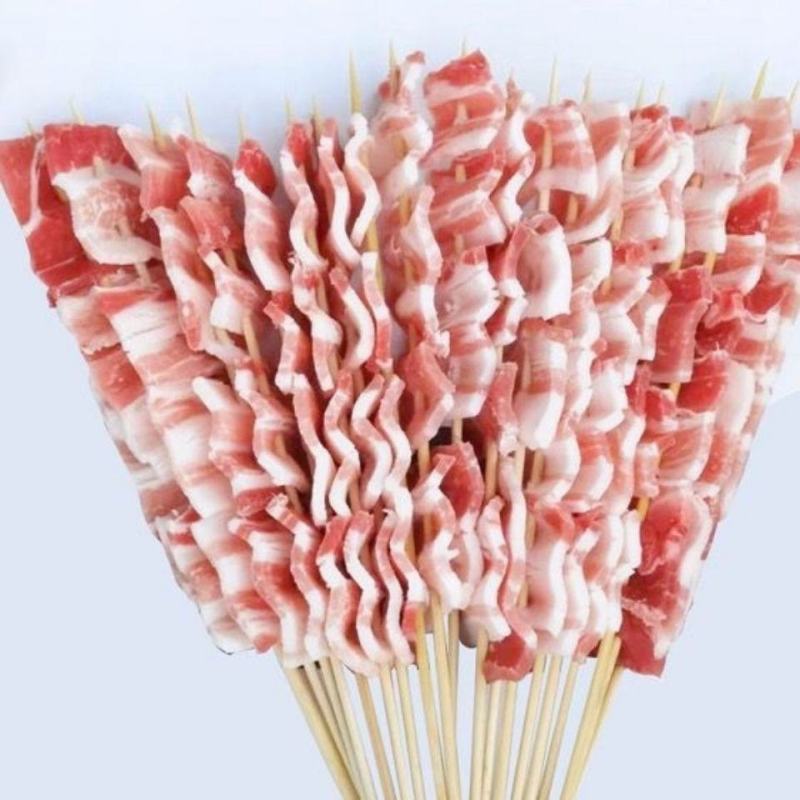 原切五花肉大串烧烤油炸半成品铁板猪肉串商用户外烧烤商用