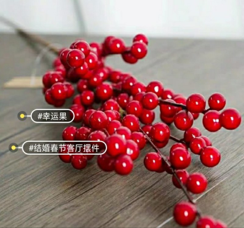 年宵花仿真冬青发财果红果幸运果相思红豆新年摆件客厅摆设花