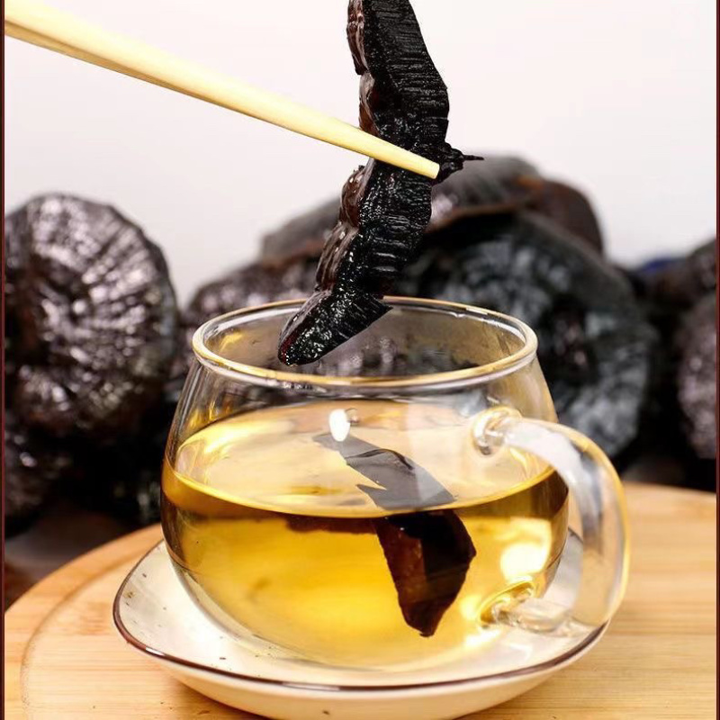 野生黑灵芝正品深山天然黑灵芝片泡茶煮茶整枝紫赤灵芝片