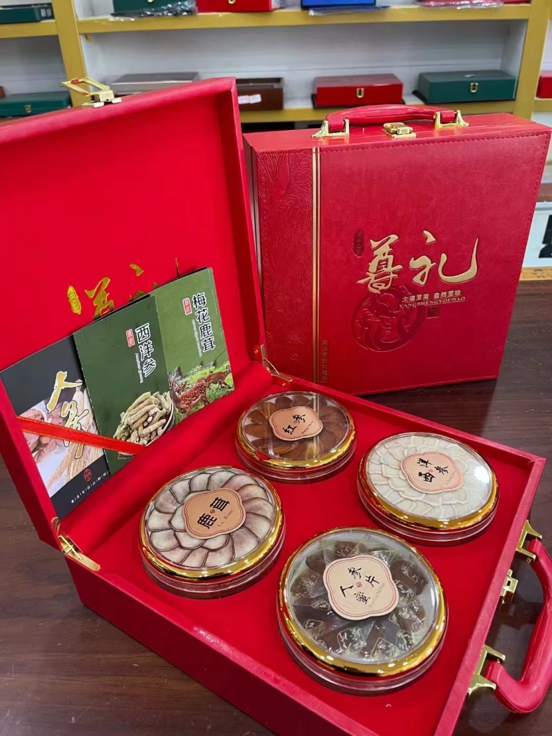 五宝六宝礼盒装，五宝六宝内产品任意配，有野山参，鹿茸片等