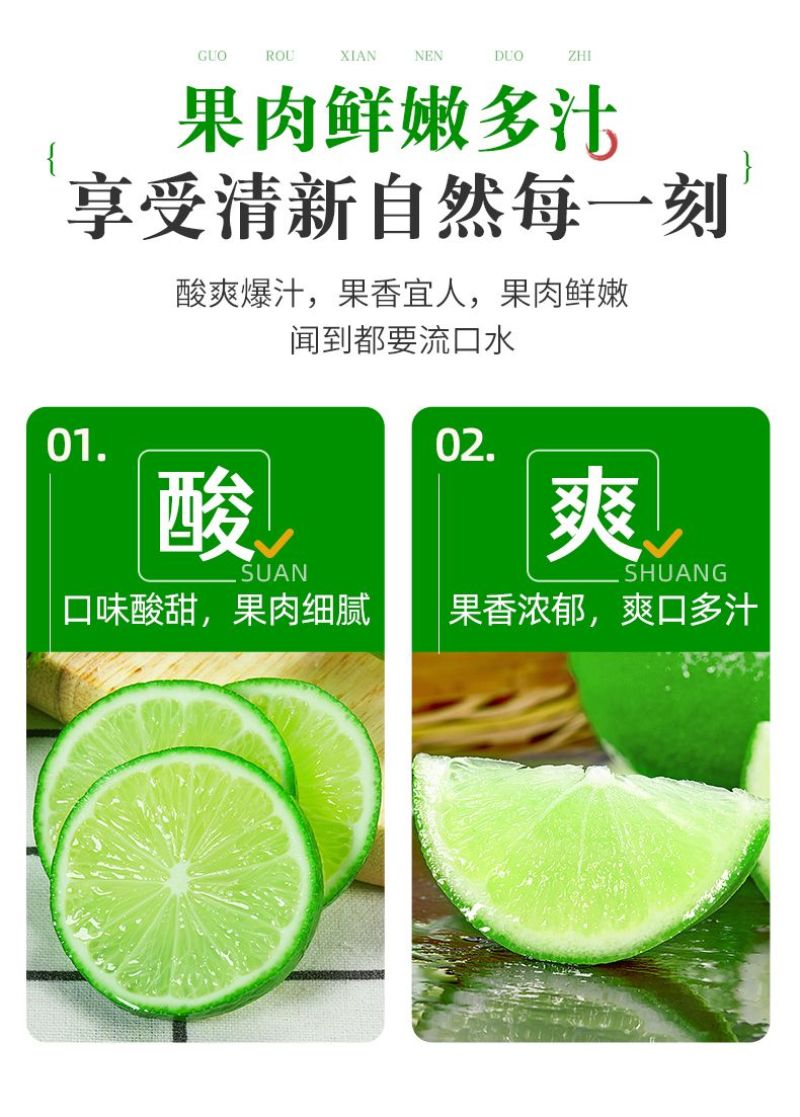 海南香水柠檬新鲜无籽青柠檬薄皮奶茶店专用应季水果整箱批发