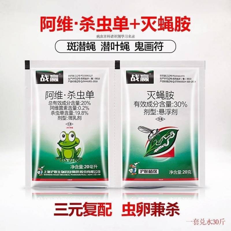 沪联阿维杀虫单灭蝇胺斑潜蝇鬼画符潜叶蝇地图虫杀虫剂农药