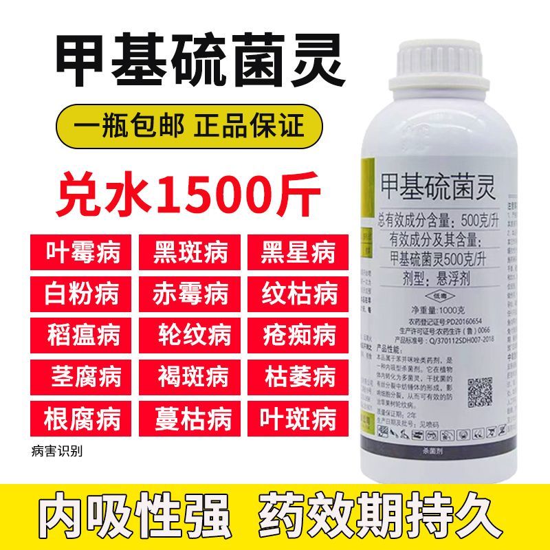 甲基硫菌灵甲托白粉病霜霉病叶斑病赤霉病炭疽病灰霉病农药杀