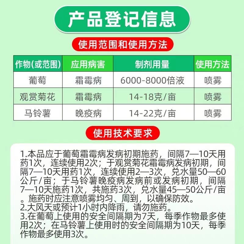 美邦西霜克70%霜脲氰氰霜唑葡萄霜霉病疫病农药杀菌剂