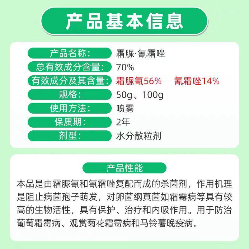 美邦西霜克70%霜脲氰氰霜唑葡萄霜霉病疫病农药杀菌剂