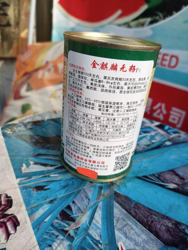 金麒麟无籽西瓜种子大红瓤皮韧抗裂耐运个大品质好