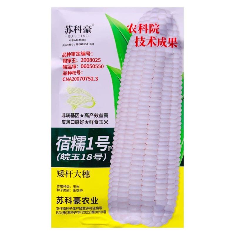 农科院国审宿糯1号鲜食白糯粘玉米种子矮杆大棒非转基因薄