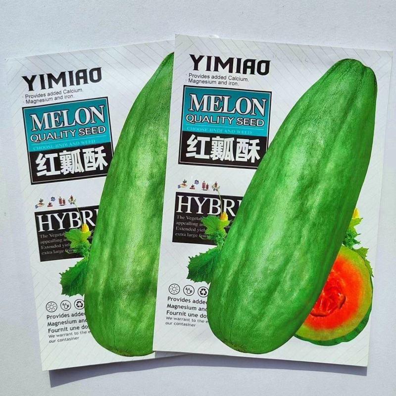 精品红瓤酥甜瓜种子红到边绿皮甜瓜种籽香甜多汁高产蔬果种籽