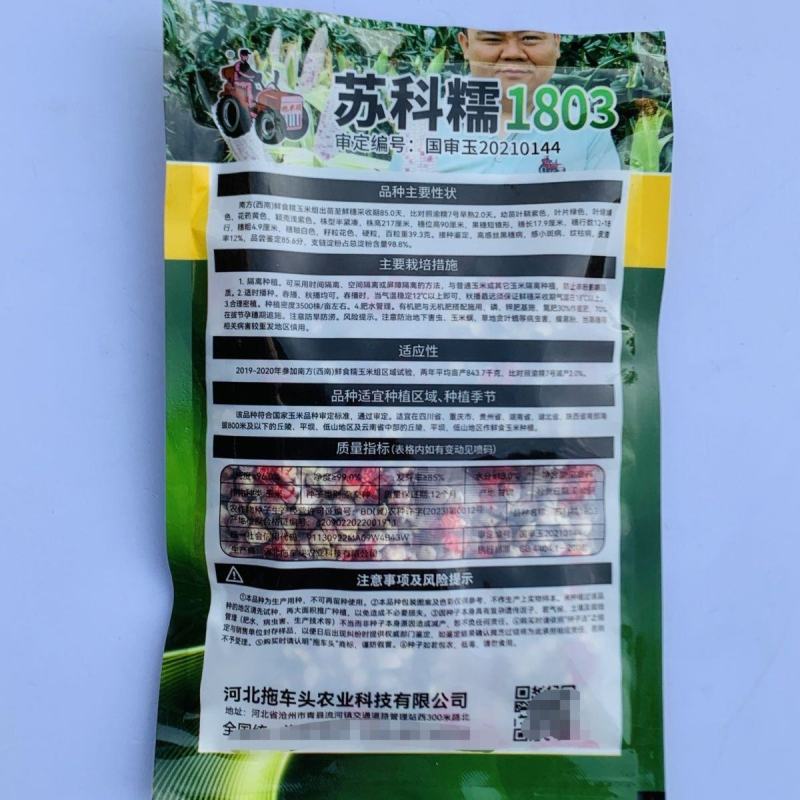 拖车头苏科糯1803甜彩糯玉米种子春秋播种鲜食糯玉米种籽