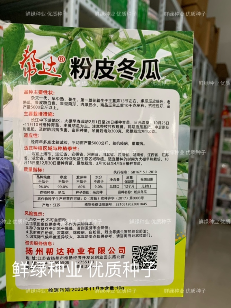 粉皮冬瓜杂交早中熟抗逆果皮粉白色筒形肉厚