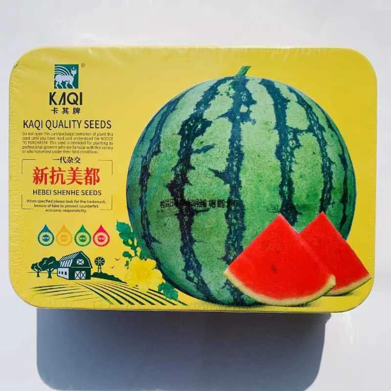 卡其新抗美都西瓜种子中早熟抗病糖度高瓤色鲜红口感好西瓜种