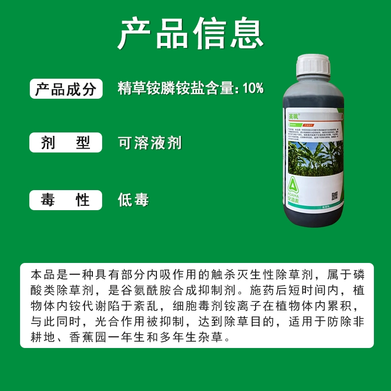 英飒精草铵磷草铵膦安道麦烂根牛筋草荒地果园抗性杂草除草剂