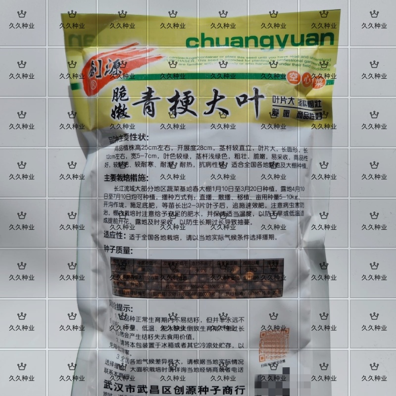 武汉脆嫩青梗大叶空心菜种子优质高产耐热耐湿抗病商品性佳