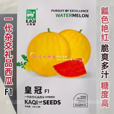 皇冠黄皮红肉礼品西瓜种子早熟特色小西瓜种籽瓤色艳红含糖量