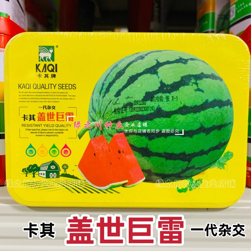 卡其盖世巨雷地雷西瓜种子含糖量高皮薄韧大果型圆形西瓜种籽