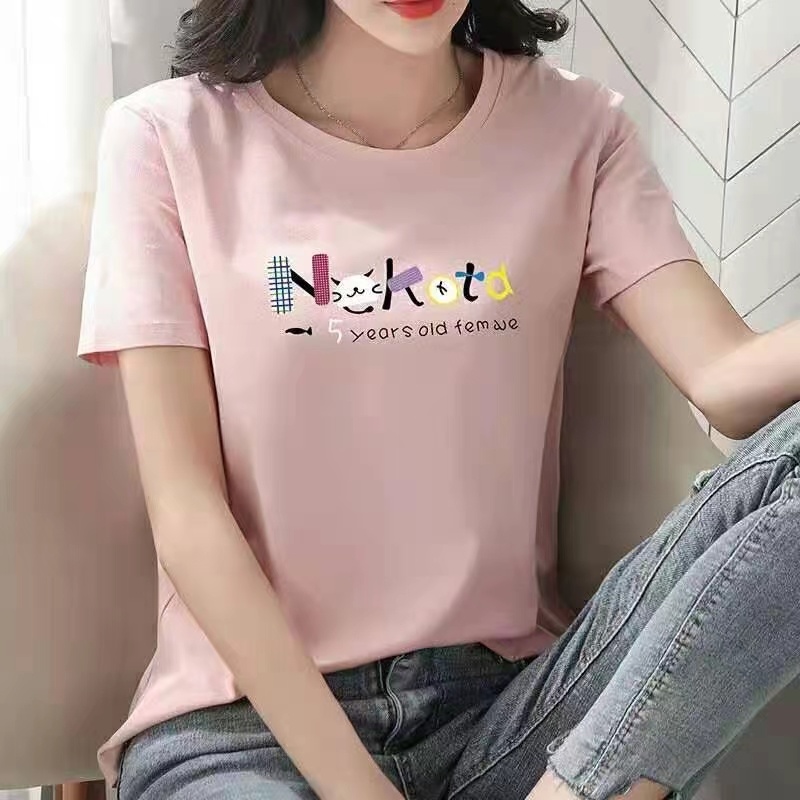 摆摊十元模式女士短袖T恤跑量款纯棉女士短袖，