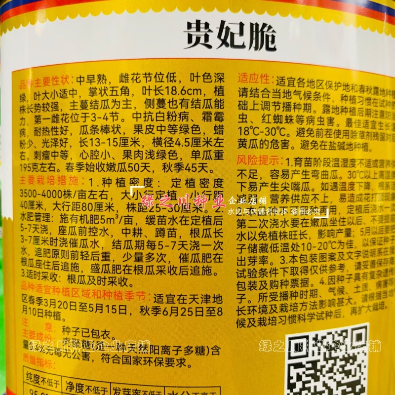 贵妃脆黄瓜种子水果黄瓜口感型清脆爽口短棒水果黄瓜种子春秋