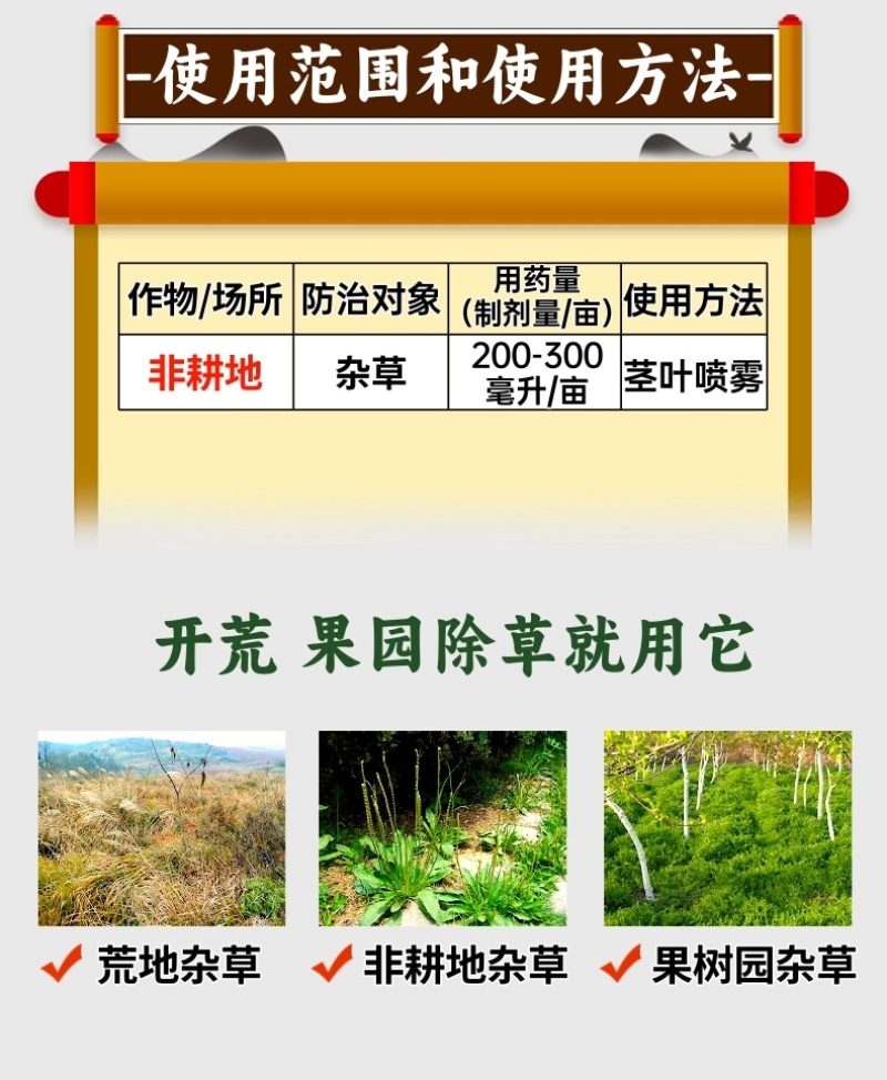 11%精草铵膦铵盐除草剂果园杂草荒地非耕地除草恶性杂草