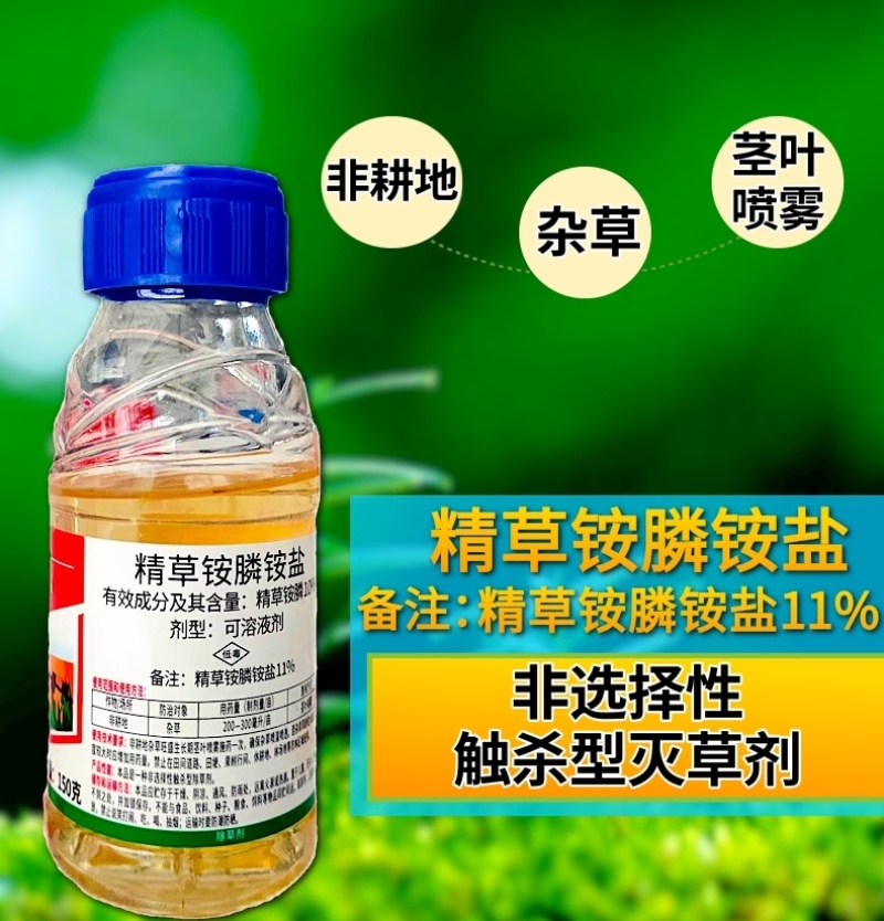 11%精草铵膦铵盐除草剂果园杂草荒地非耕地除草恶性杂草