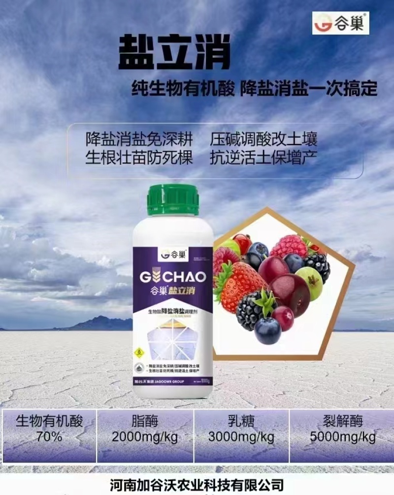 盐立消特种肥料纯生物有机酸、生物降盐消盐免深耕
