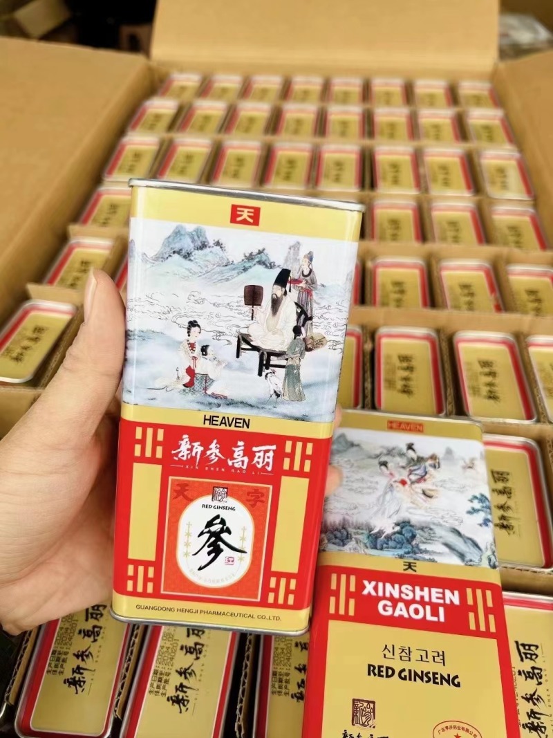 天字号新参高丽六年根无糖铁盒装整支高丽参红参37.5克