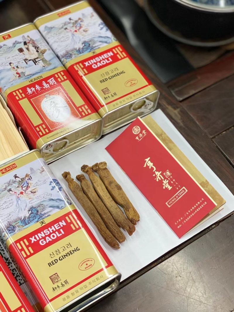 天字号新参高丽六年根无糖铁盒装整支高丽参红参37.5克
