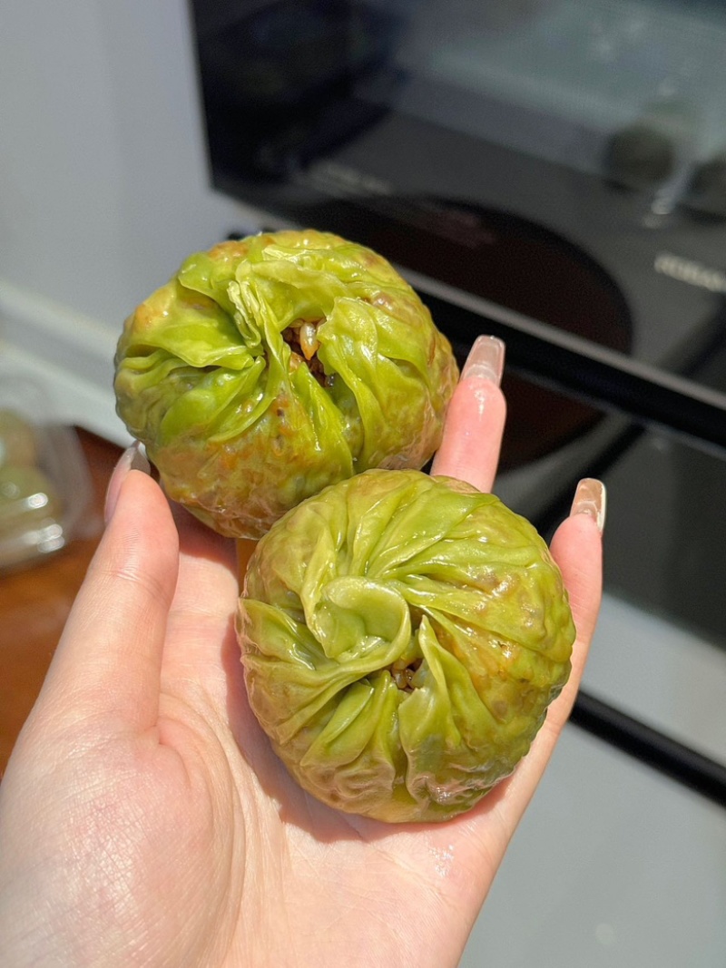 【烧麦】麦青汁纸皮烧麦皮薄如纸软糯鲜香晶莹剔透