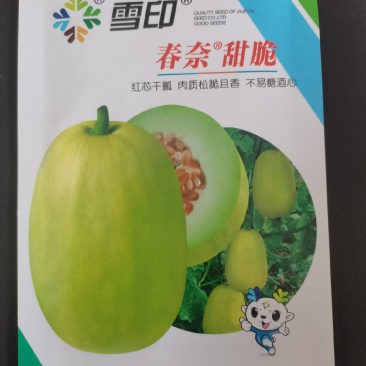 雪印薄皮甜瓜种子，早熟，甜脆爽口，干瓤，耐贮运