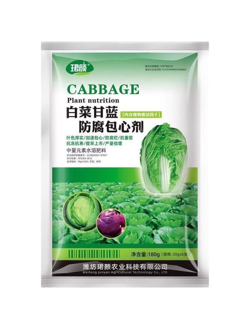 寿光珺颜白菜甘蓝防腐包心剂加速包心抗冻抗寒提早上市水溶肥