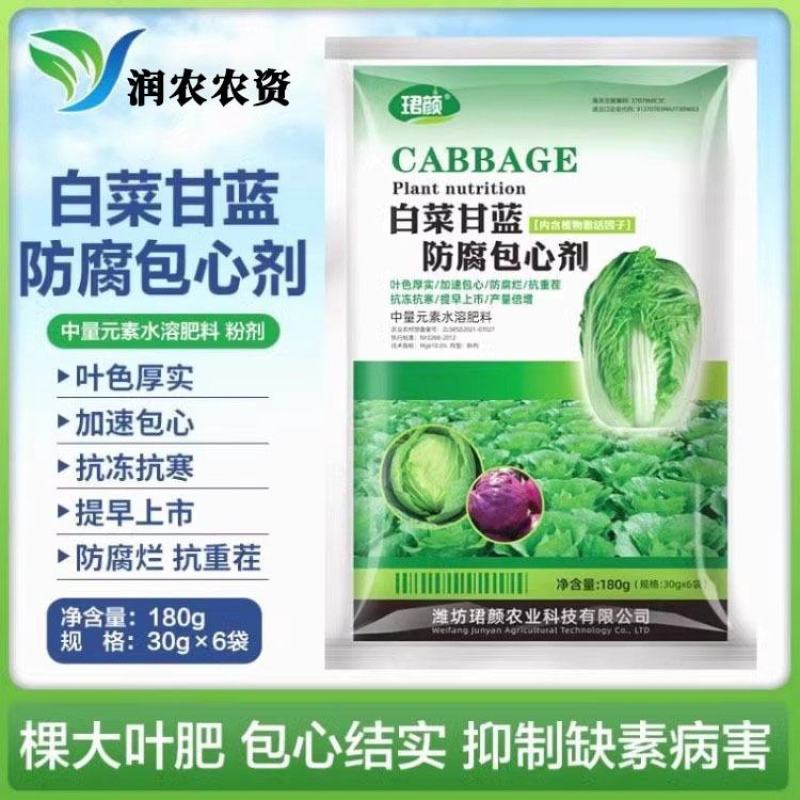 寿光珺颜白菜甘蓝防腐包心剂加速包心抗冻抗寒提早上市水溶肥
