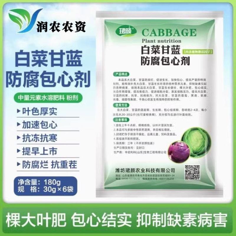 寿光珺颜白菜甘蓝防腐包心剂加速包心抗冻抗寒提早上市水溶肥